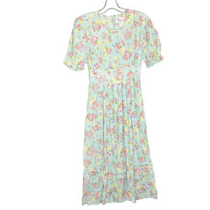 Vintage Temptations Womens Floral Dress Sz Large Cottage Core Boho Tie Back Tea